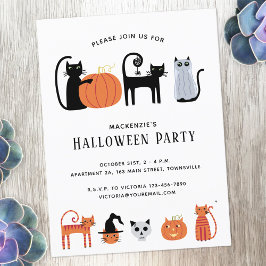 Halloween Cat Party Einladung Postkarte