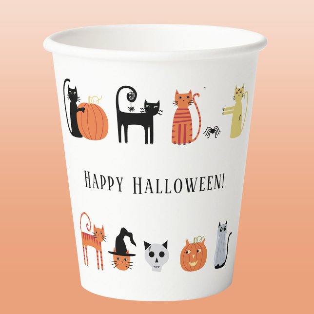 Halloween Cat Party Pappbecher (Halloween cats party paper cup)