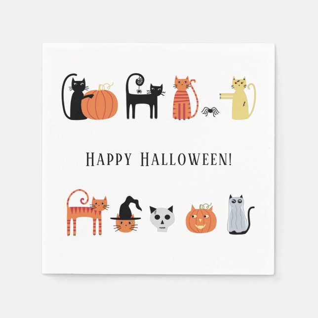Halloween Cat Party Serviette (Vorderseite)