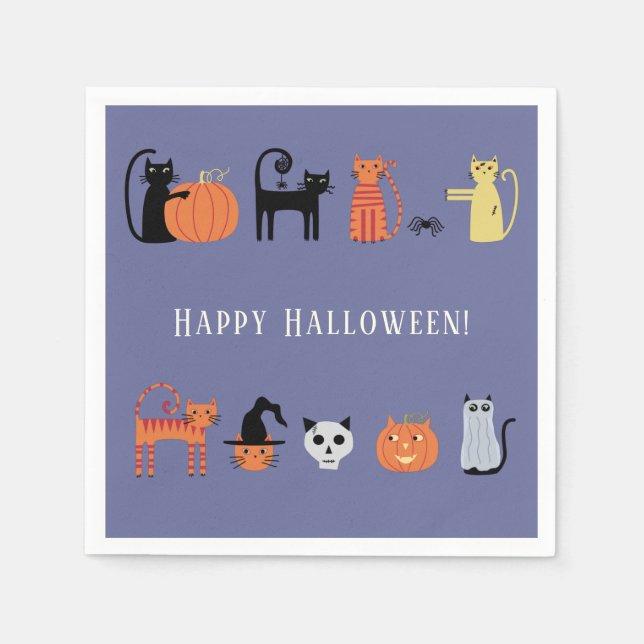 Halloween Cat Party Serviette (Vorderseite)