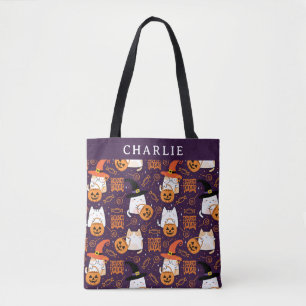 Halloween Cat Personalisiert Trick oder Treattote