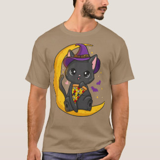 Halloween Cat Pizza T-Shirt