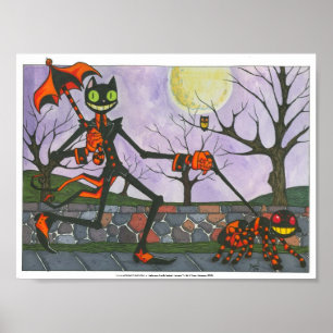 "Halloween Cat & Pocket"-Print Poster