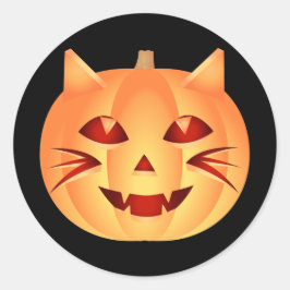 Halloween Cat Pumpkin Runder Aufkleber