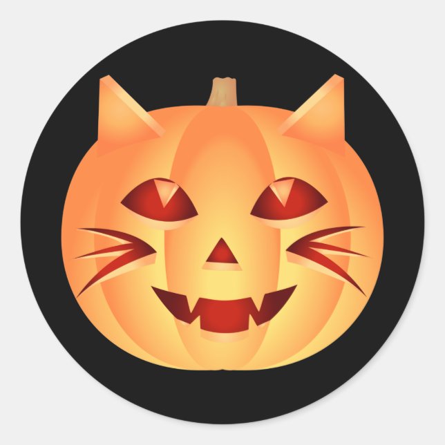 Halloween Cat Pumpkin Runder Aufkleber (Vorderseite)