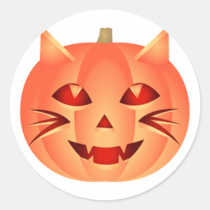 Halloween Cat Pumpkin Runder Aufkleber