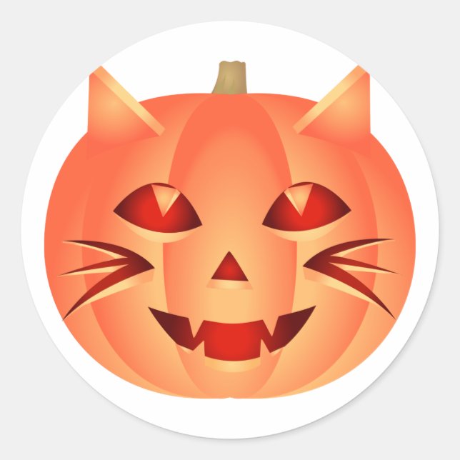 Halloween Cat Pumpkin Runder Aufkleber (Vorderseite)