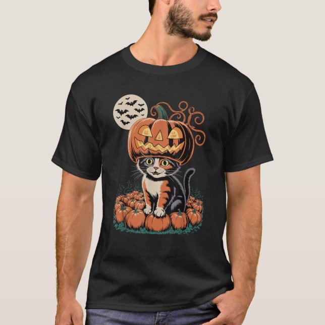 Halloween Cat Pumpkin T-Shirt (Vorderseite)