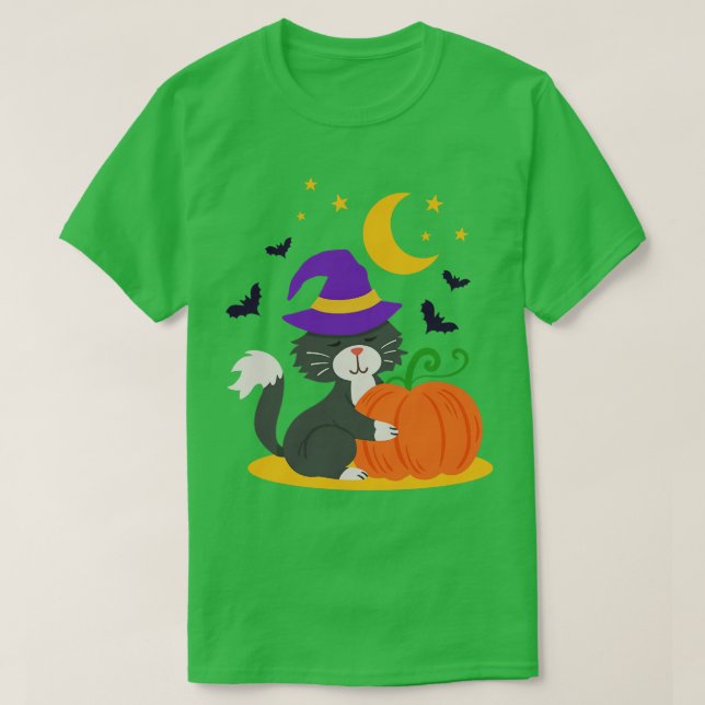 Halloween Cat Pumpkin T-Shirt (Design vorne)