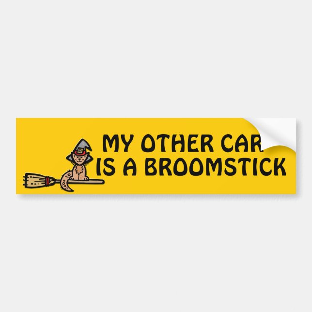 Halloween Cat Riding Broomstick Autoaufkleber (Vorne)