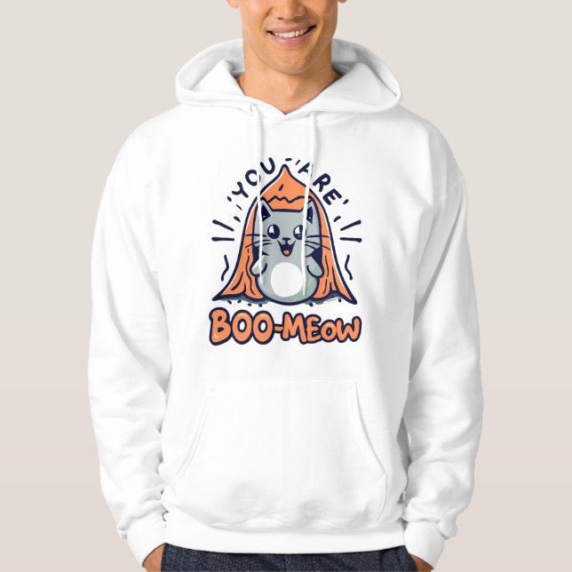 Halloween Cat Sie sind Bow Meow Hoodie (Vorderseite)