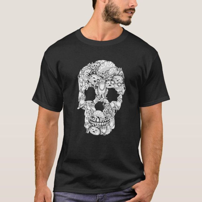 Halloween Cat Skull T-Shirt Skeleton Kostüme Girls (Vorderseite)