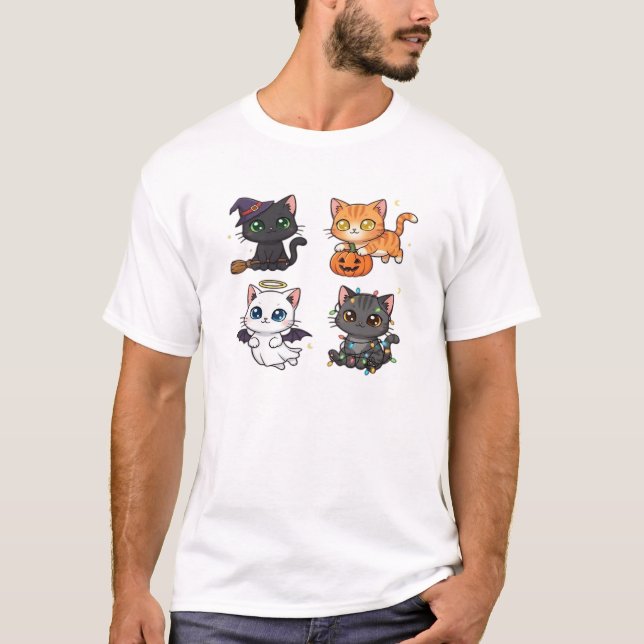 Halloween Cat  Spooky and Stylish Feline-Inspired  T-Shirt (Vorderseite)