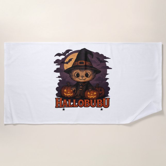 Halloween Cat Spooky und stilvolle Feline Inspirie Strandtuch (Vorderseite)