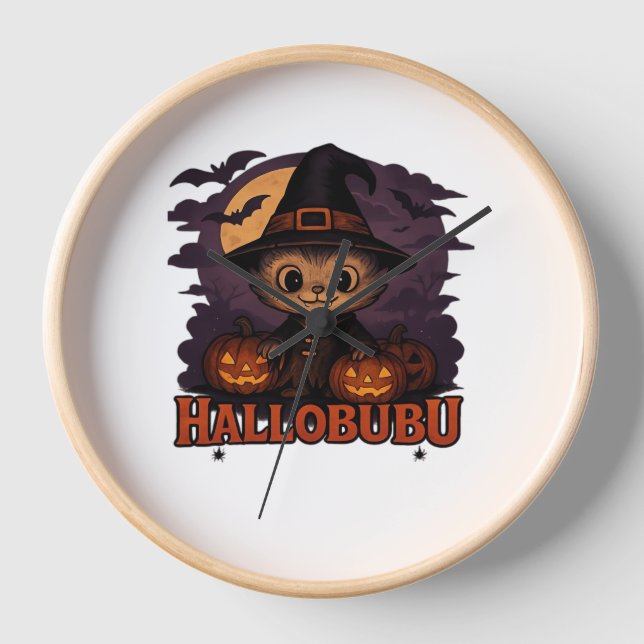 Halloween Cat Spooky und stilvolle Feline Inspirie Uhr (Vorderseite)