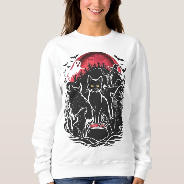 Halloween Cat Spooky - Witchs Sweatshirt (Vorderseite)