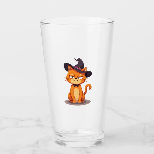 Halloween Cat T-Shirt Kitten Jack O Lantern Kitty  Glas (Vorderseite)