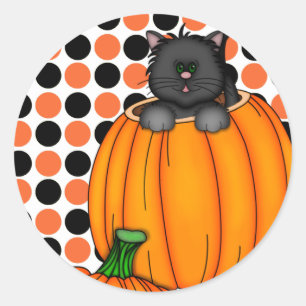 Halloween Cat T - Shirt und Geschenke Runder Aufkleber
