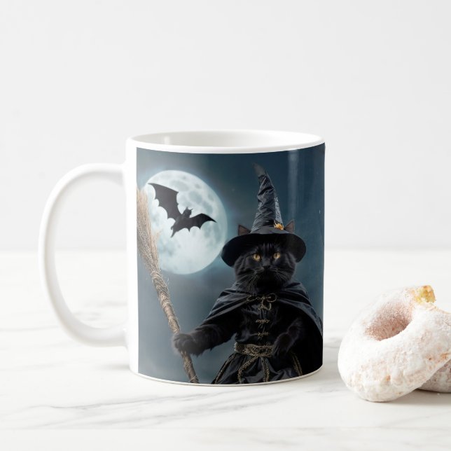 Halloween-Cat-Tasse Kaffeetasse (Mit Donut)