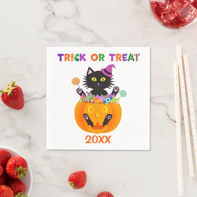 Halloween Cat Trick or Tree Serviette (Beispiel)