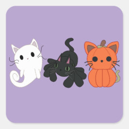 Halloween Cat Trio Quadratischer Aufkleber