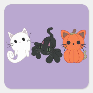 Halloween Cat Trio Quadratischer Aufkleber