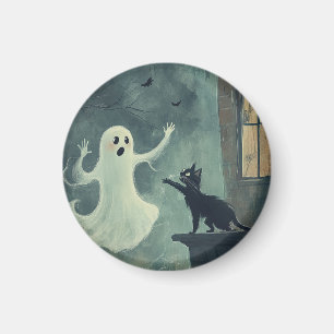 Halloween Cat und Ghost Magnet