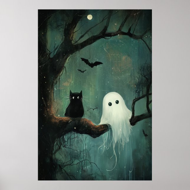 Halloween Cat und Ghost Poster (Vorne)
