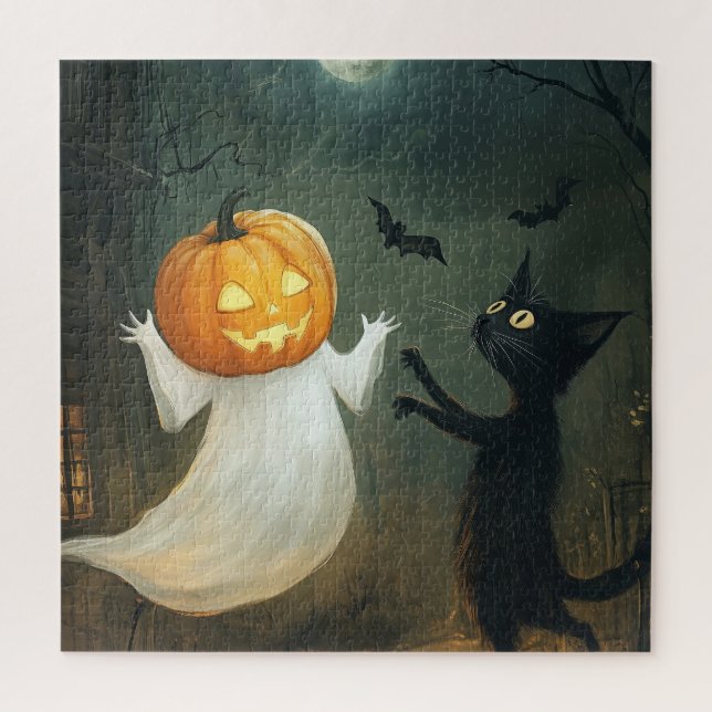 Halloween Cat und Ghost Puzzle (Vertikal)