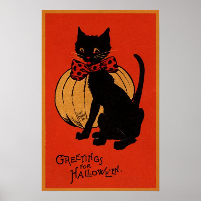 Halloween Cat und Pumpkin Poster (Vorne)