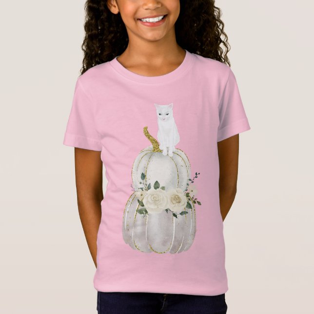 Halloween Cat und Pumpkin T-Shirt (Vorderseite)