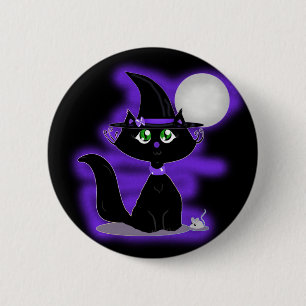 Halloween Cat und Spielzeugmaus Button
