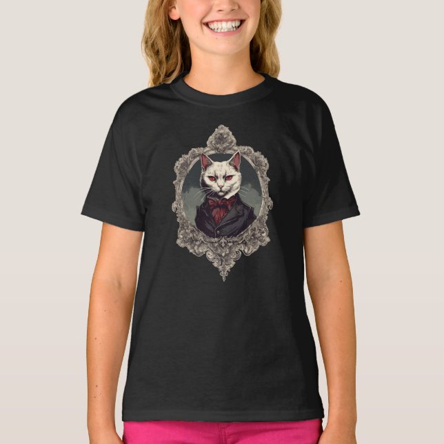 Halloween Cat, Vampire Cat T-Shirt (Vorderseite)