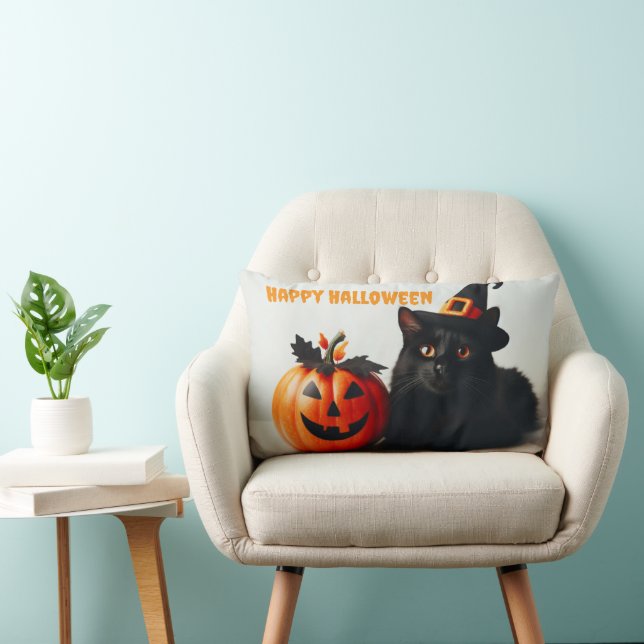 Halloween Cat White Lendenkissen (Stuhl )