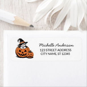 Halloween Cat Witch Hat Pumpkin Rücksendeadresse