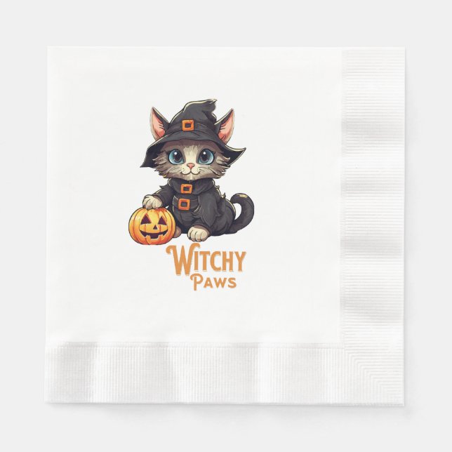Halloween Cat Witchy Paws Serviette (Vorderseite)