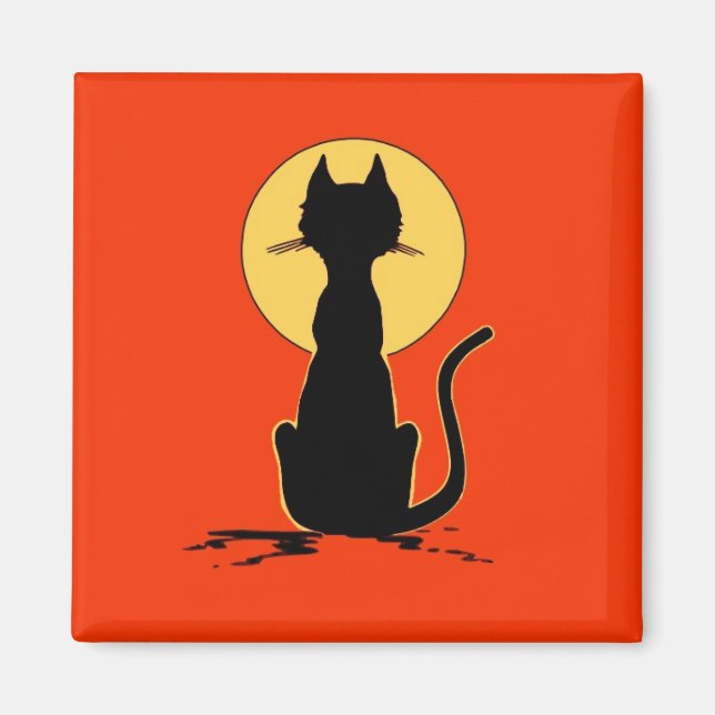 Halloween Cat with Moon ~ Magnet (Vorne)