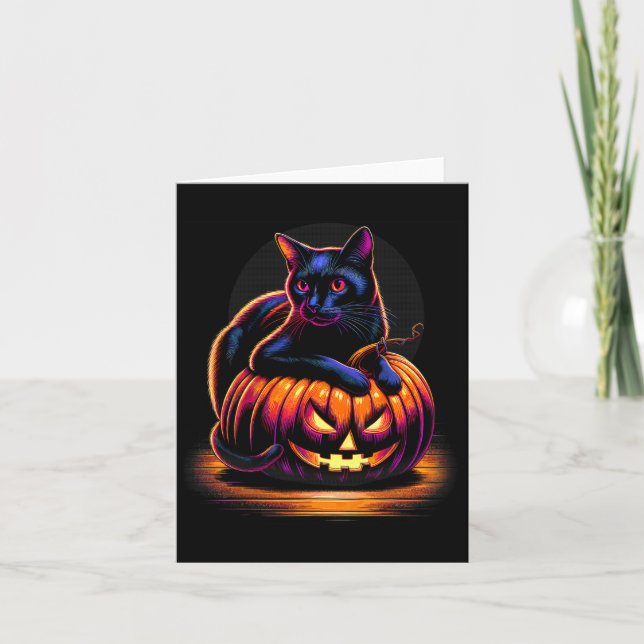 Halloween Cat Womens Funny Fall Pumpkin Cat Lover Karte (Vorderseite)