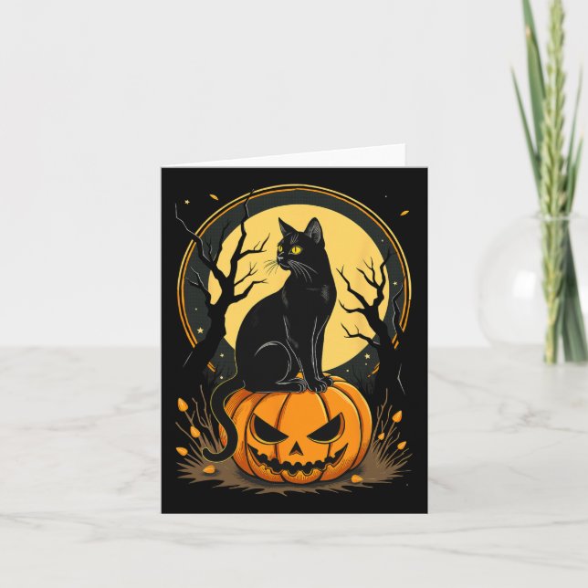 Halloween Cat Womens Funny Fall Pumpkin Cat Lover Karte (Vorderseite)
