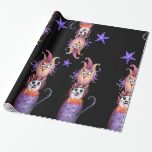Halloween Cat Zeichnend Wrapping Paper Geschenkpapier