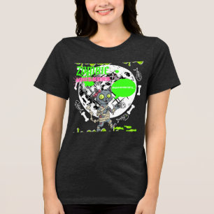 Halloween Cat "Zombie Whiskers 2" Funny Cat Lovers Tri-Blend Shirt