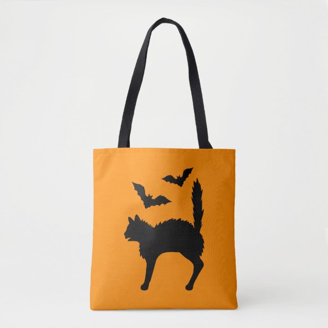 Halloween Cats and Bats Silhouette Orange (Vorderseite)