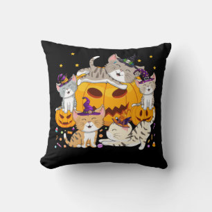 Halloween Cats Anime Cat Kawaii Neko Pumpkin Kissen