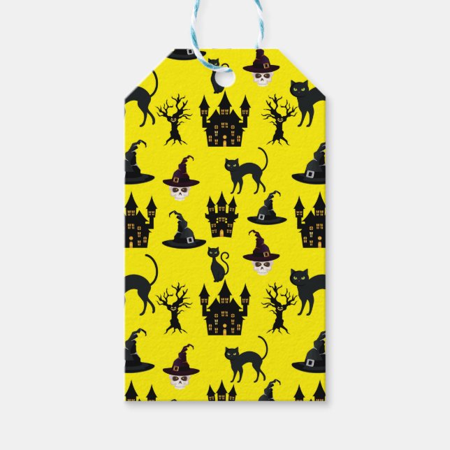 HALLOWEEN CATS CASTLES HATS SKULLS BÄUME GESCHENKANHÄNGER (Vorderseite)