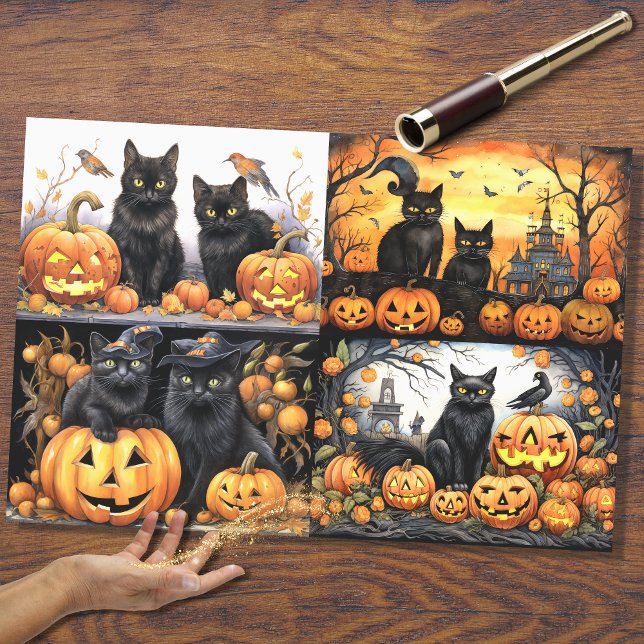 Halloween Cats Collage 1 Decoupage Paper Seidenpapier (Von Creator hochgeladen)