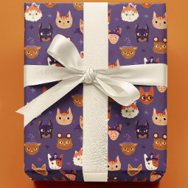 Halloween Cats in Kostüm Geschenkpapier