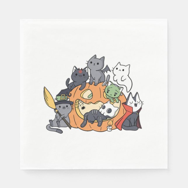 Halloween Cats Kittens Serviette (Vorderseite)