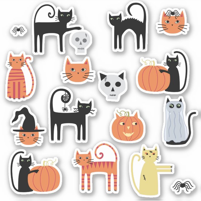 Halloween Cats Niedlich Aufkleber (Vorderseite)