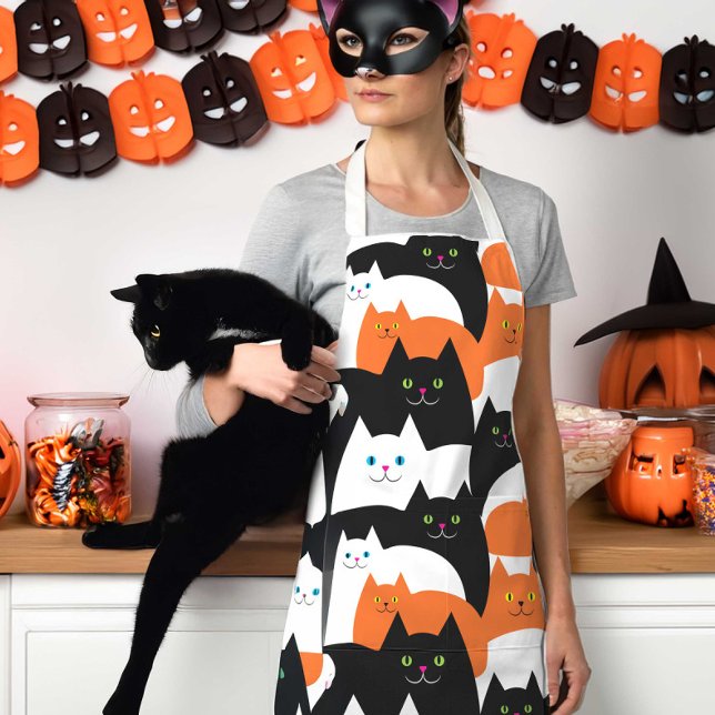 Halloween Cats Orange Black und White Schürze (Von Creator hochgeladen)
