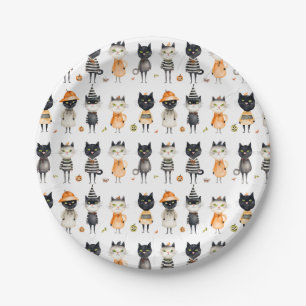Halloween Cats Party Paper Plate Pappteller